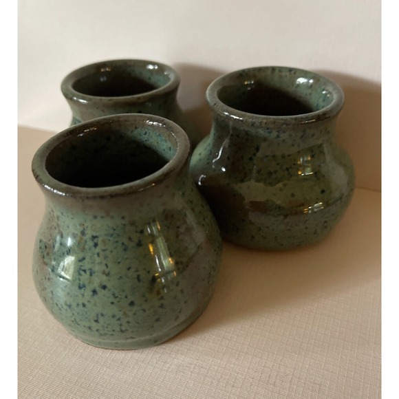 R V Pottery Nashville Vases Set 3 Mini Low Bud Green Studio Art Modern Farmhouse - Picture 3 of 9